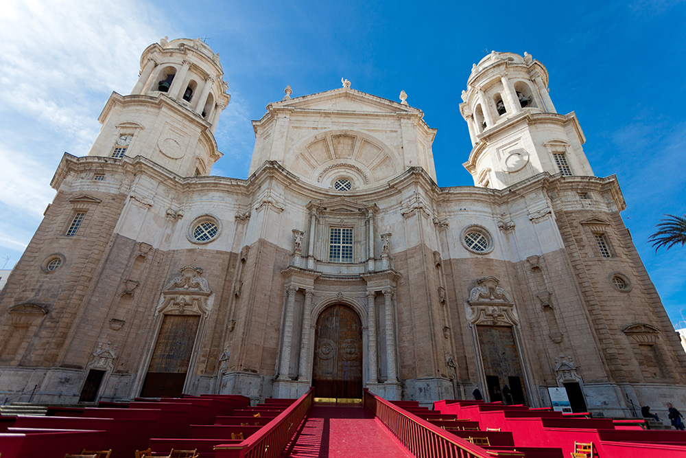 Wonderful cathedral of neoclassical style of ancient city of Cádiz