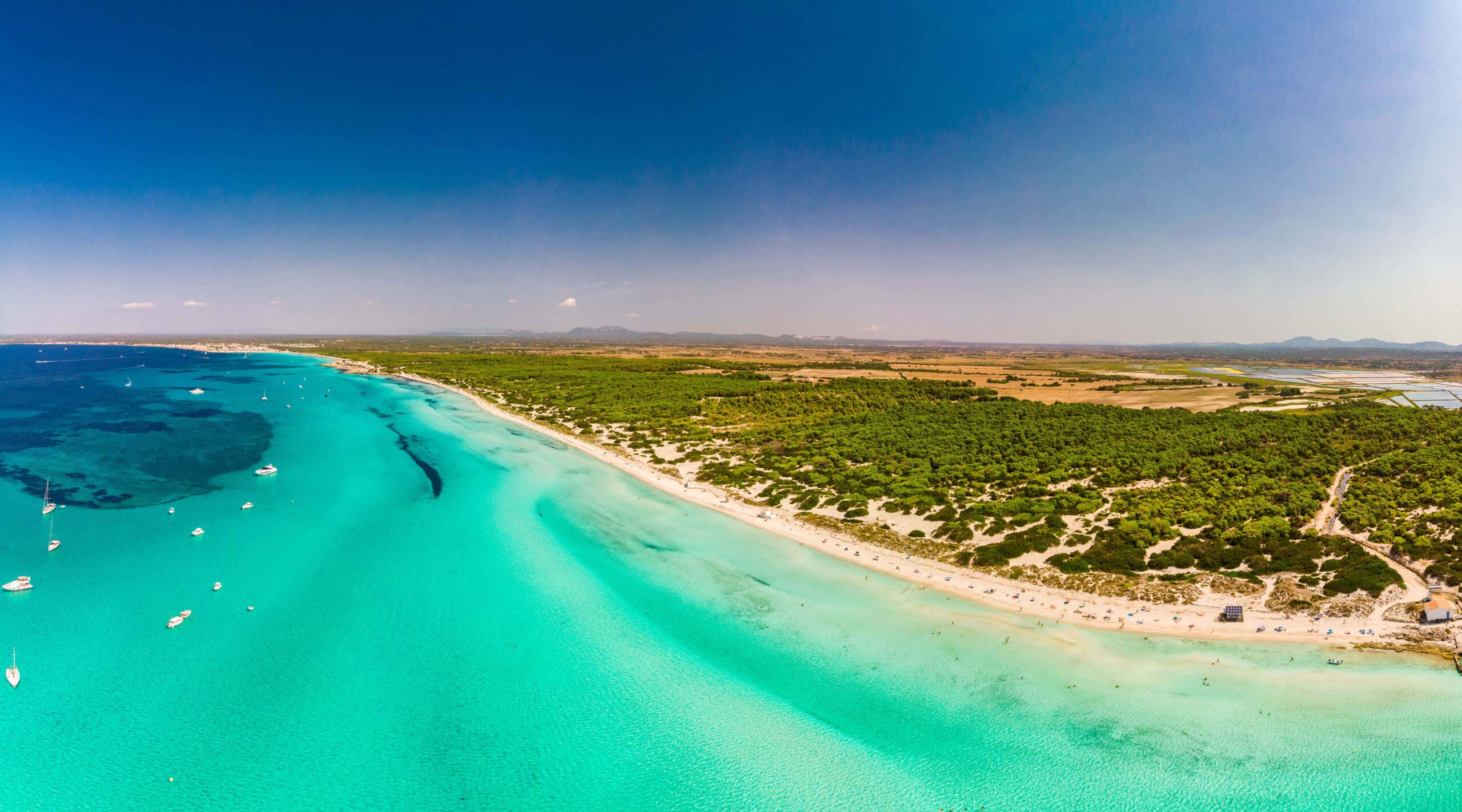 Summer on Majorca Es Trenc ses Arenes beach in Balearic Islands, Spain, July 2020