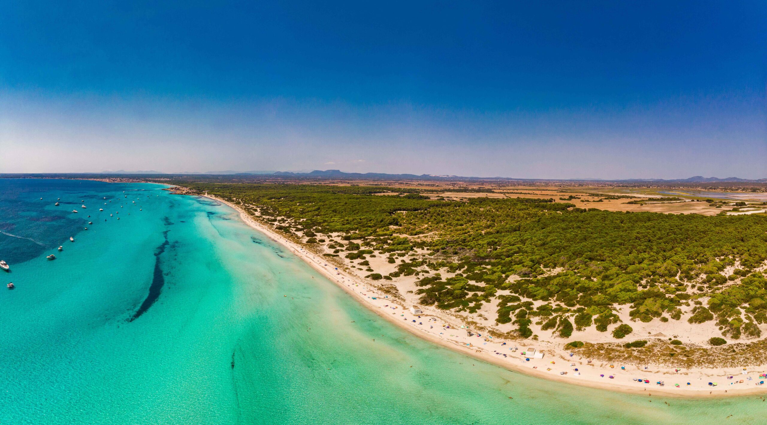 Summer on Majorca Es Trenc ses Arenes beach in Balearic Islands, Spain, July 2020